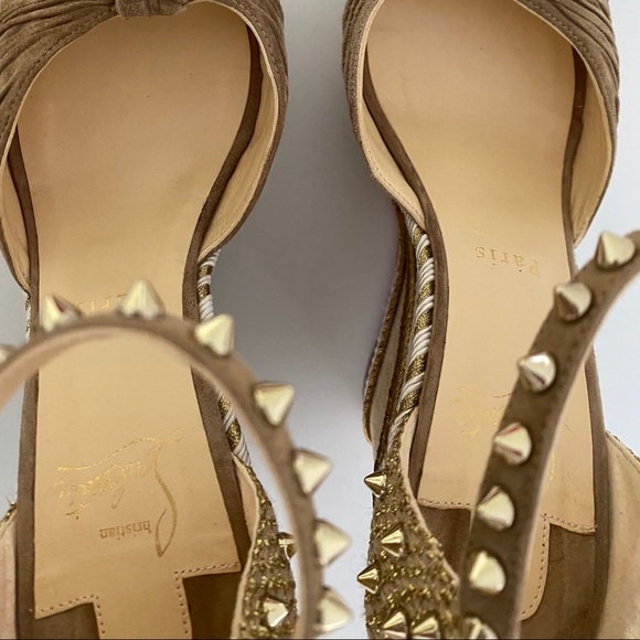 Christian louboutin Madcarina 120 Tan Suede Wedge - Picture 9 of 10